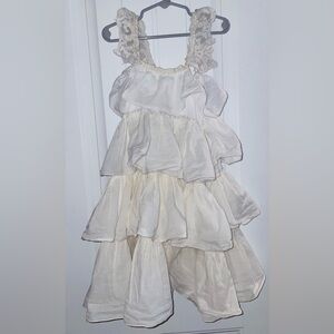 Tea Princess Ivory Lace Tiered Ruffle Dress Girls Boho Special Occasion Sz 6